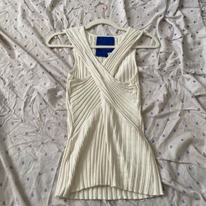 simon miller sample sale cross knit top in white ribbed